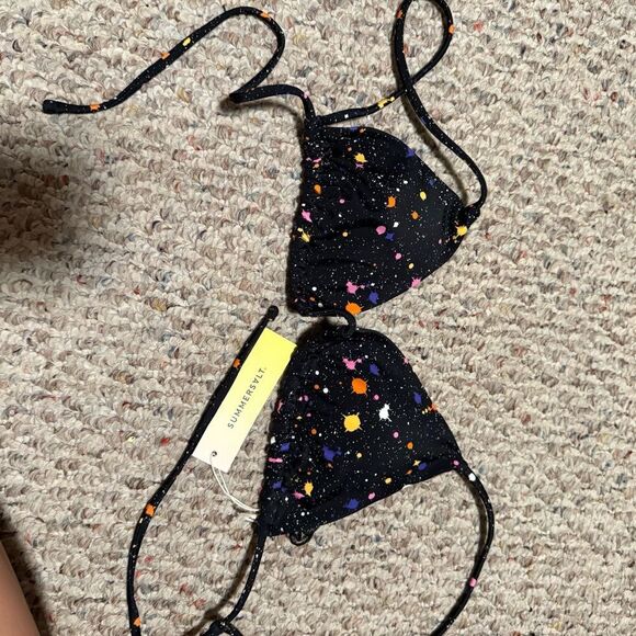 NWT SUMMERSALT The String Bikini Top - Paint Splatter in Sea Urchin- Size 4 - Picture 5 of 6
